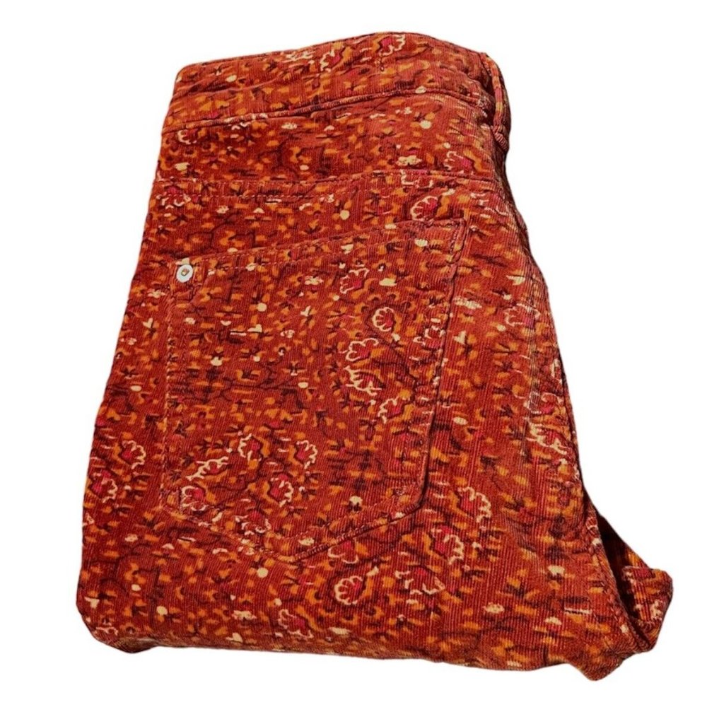 Anthropologie Pilcro Women's Orange Patterned 28 High Rise Skinny Corduroy Pants